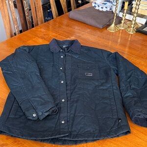 Quiksilver Men's Black Quilted Shirt Jacket with Corduroy Collar